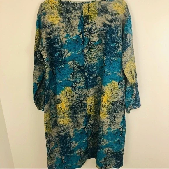 Tree Print Cacoon dress one size fits all, free flowing with pockets, jewel tone - Picture 9 of 11